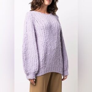 JW Anderson BUBBLE LILAC CHUNKY-KNIT WOOL JUMPER IN PURPLE